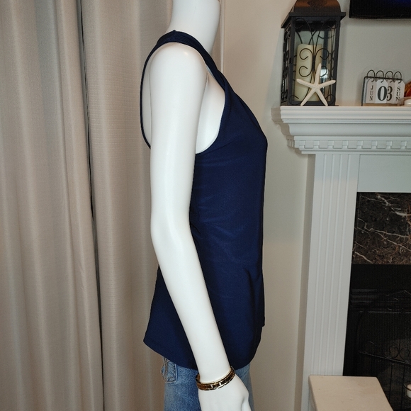 CHAPS CRISS CROSS FRONT HALTER TOP, MARINE NAVY L - Picture 4 of 11